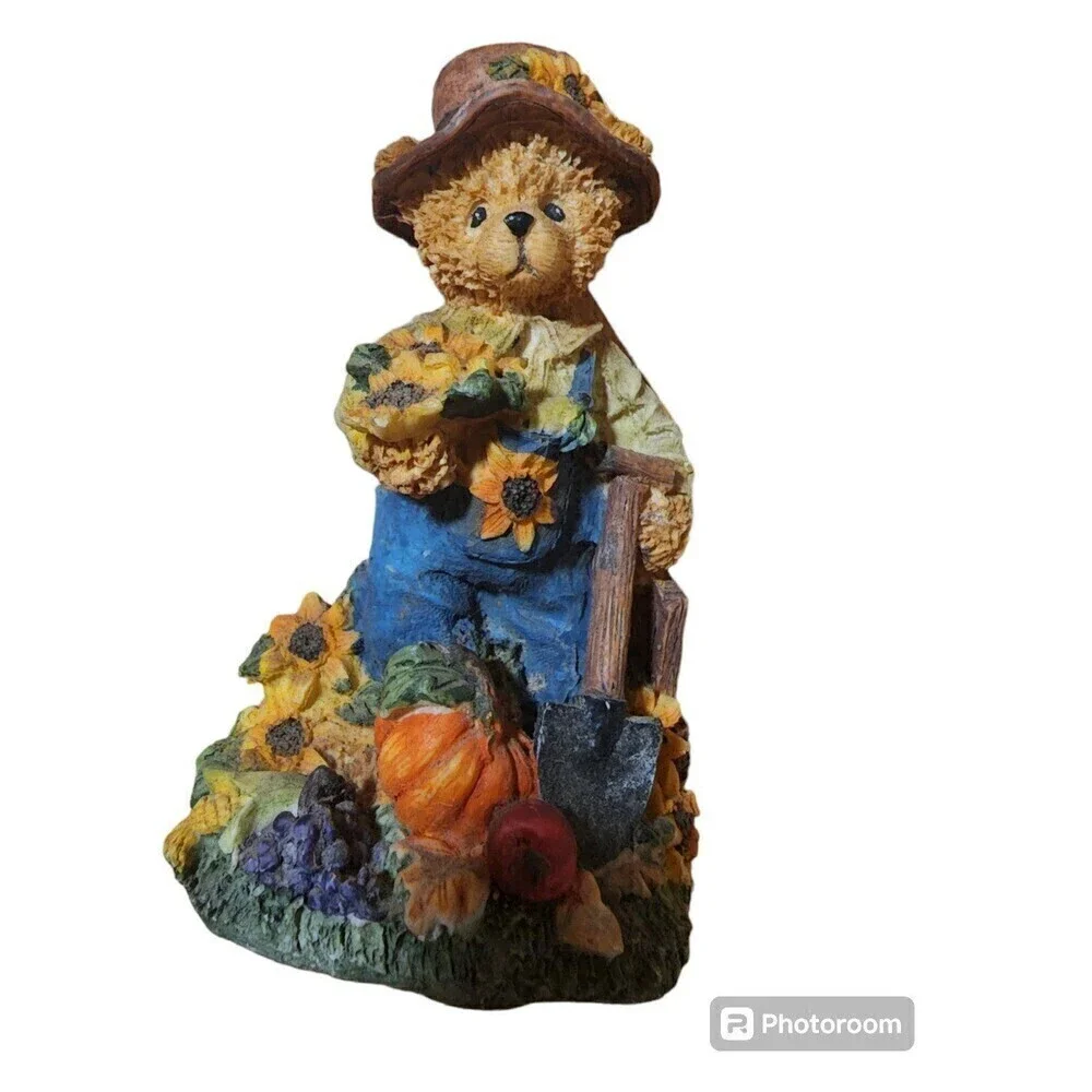 Bears With Sunflower On Hat With Pumpkin